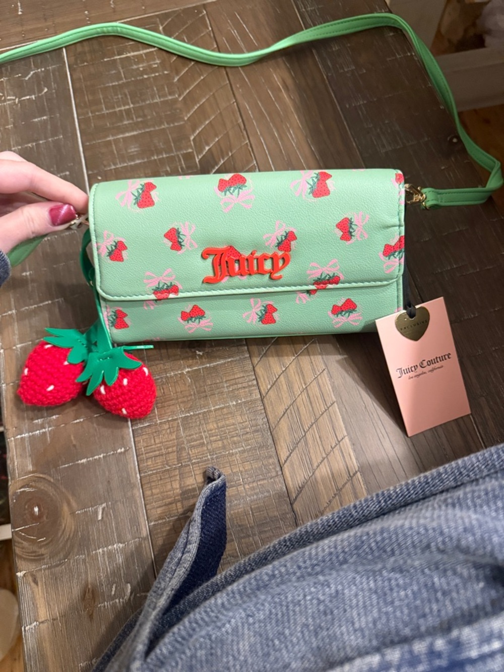Juicy Couture Mint Green Strawberry Crossbody with Charm